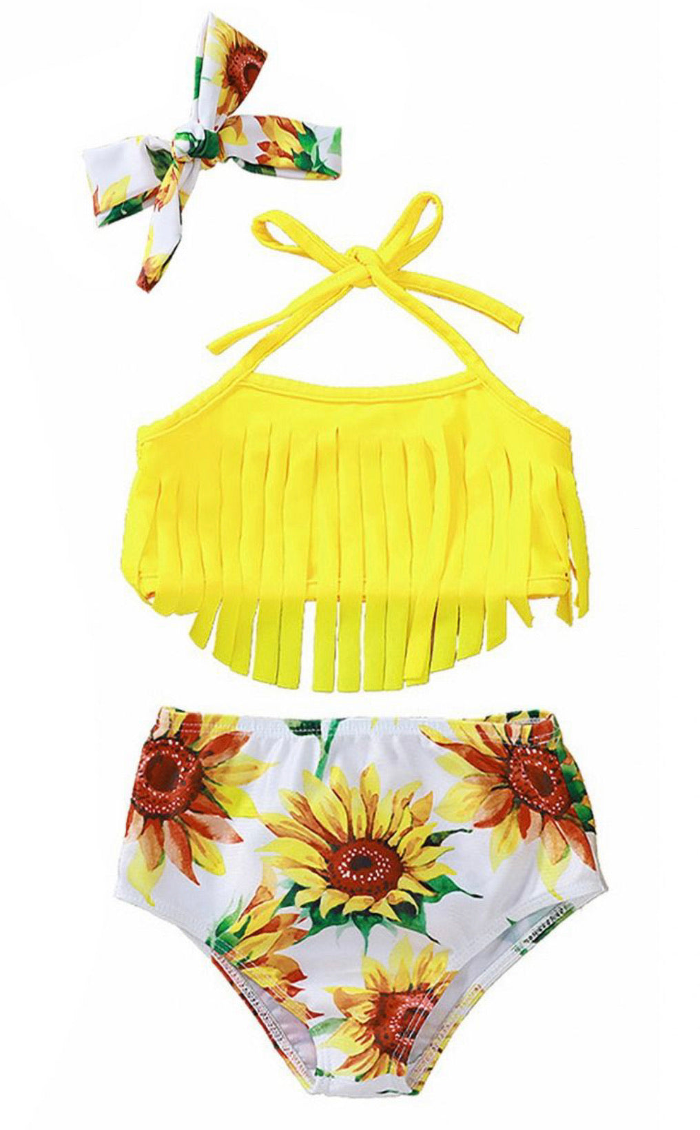 Sunflower Print Swimsuit - 2 Pcs