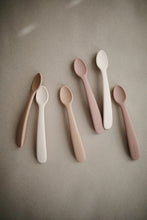 Load image into Gallery viewer, Mushie - Silicone Feeding Spoons (Blush/Shifting Sand) 2-Pack
