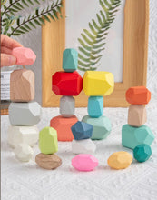 Load image into Gallery viewer, Wooden Colorful Stacking Stones 30 Pcs
