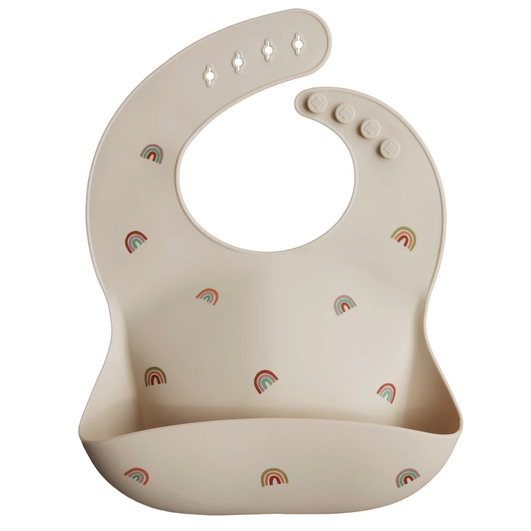 Mushie - Silicone Baby Bib (Rainbows)