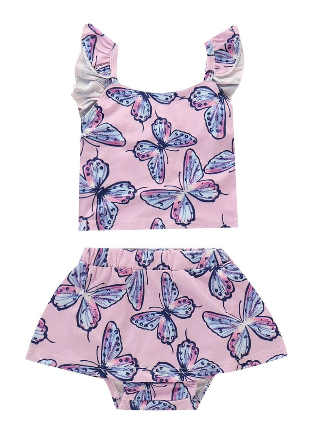 Butterfly Print Swimsuit - 2 Pcs