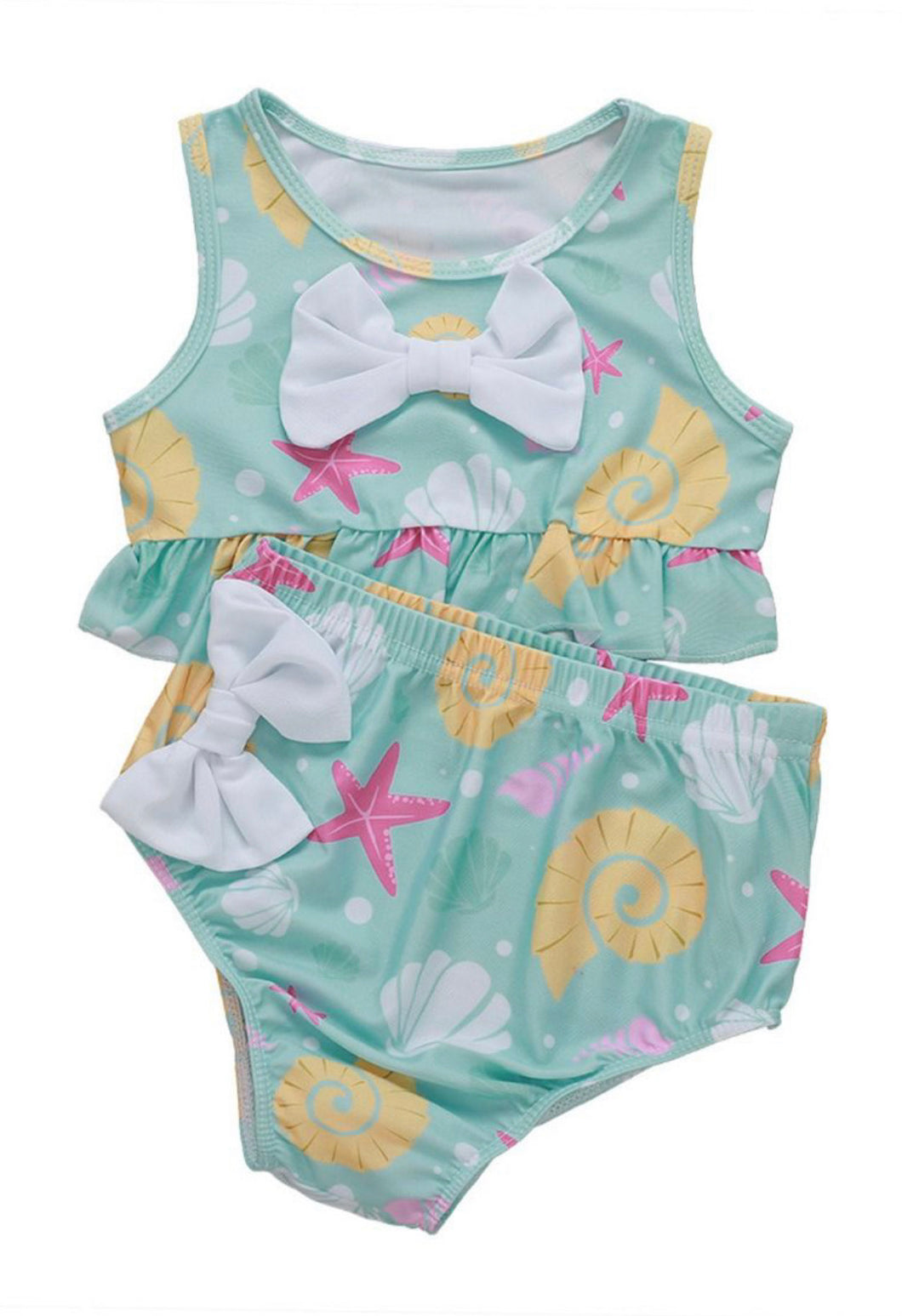 Shell Print Bow Swimsuit