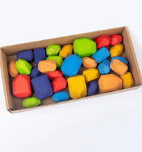 Load image into Gallery viewer, Wooden Colorful Stacking Stones 30 Pcs
