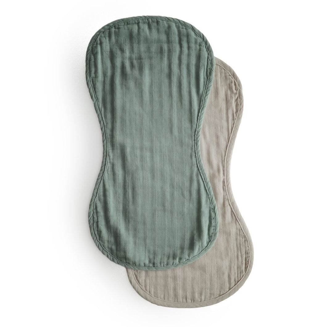 Mushie - Muslin Burp Cloth Organic Cotton 2-Pack (Roman Green/Fog)