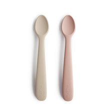 Load image into Gallery viewer, Mushie - Silicone Feeding Spoons (Blush/Shifting Sand) 2-Pack
