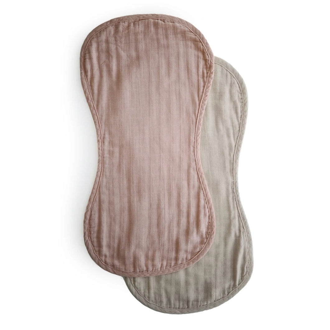 Mushie - Muslin Burp Cloth Organic Cotton 2-Pack (Blush/Fog)