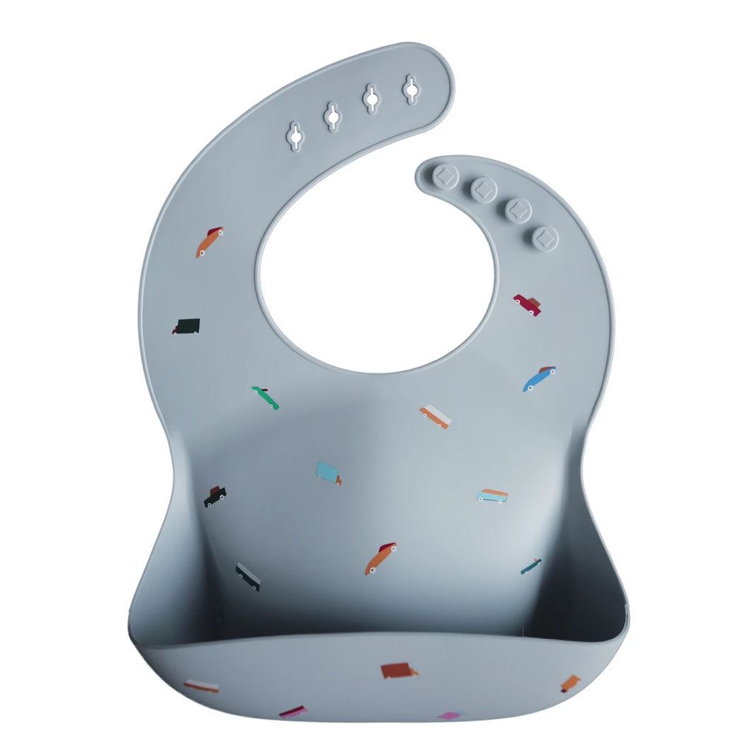 Mushie - Silicone Baby Bib (Retro Cars)